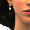 Oro Laminado Necklace and Earring, Gold Filled Style Teardrop and Leaf Design, with White Cubic Zirconia, Polished, Golden Finish, 06.205.0018