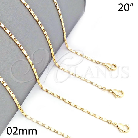 Oro Laminado Basic Necklace, Gold Filled Style Polished, Golden Finish, 04.213.0004.20