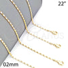 Oro Laminado Basic Necklace, Gold Filled Style Polished, Golden Finish, 04.213.0004.22 (02 MM Thickness, 22 Inches Length)
