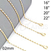 Oro Laminado Basic Necklace, Gold Filled Style Polished, Golden Finish, 04.213.0004.22 (02 MM Thickness, 22 Inches Length)