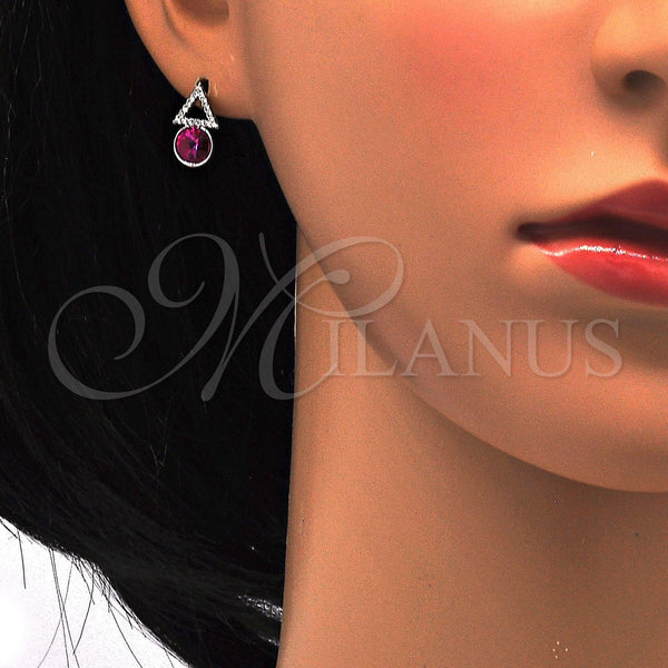 White Gold Filled Ring — Stud Earring with White and Fuchsia Swarovski Crystals — alternate product view — SKU 114710 | Oro Laminado Blanco anillo — Stud Earring with blanco and Fuchsia Swarovski Crystals — SKU 114710