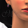 Rhodium Plated Stud Earring, with White and Fuchsia Swarovski Crystals, Polished, Rhodium Finish, 02.26.0047