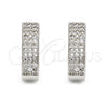 Sterling Silver Huggie Hoop, with White Micro Pave, Polished, Rhodium Finish, 02.175.0041.10
