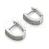 Sterling Silver Huggie Hoop, with White Micro Pave, Polished, Rhodium Finish, 02.175.0041.10