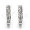 Sterling Silver Huggie Hoop, with White Micro Pave, Polished, Rhodium Finish, 02.175.0043.15
