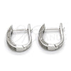 Sterling Silver Huggie Hoop, with White Micro Pave, Polished, Rhodium Finish, 02.175.0043.15