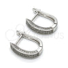 Sterling Silver Huggie Hoop, with White Micro Pave, Polished, Rhodium Finish, 02.175.0043.15