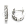 Sterling Silver Huggie Hoop, with White Micro Pave, Polished, Rhodium Finish, 02.175.0043.15