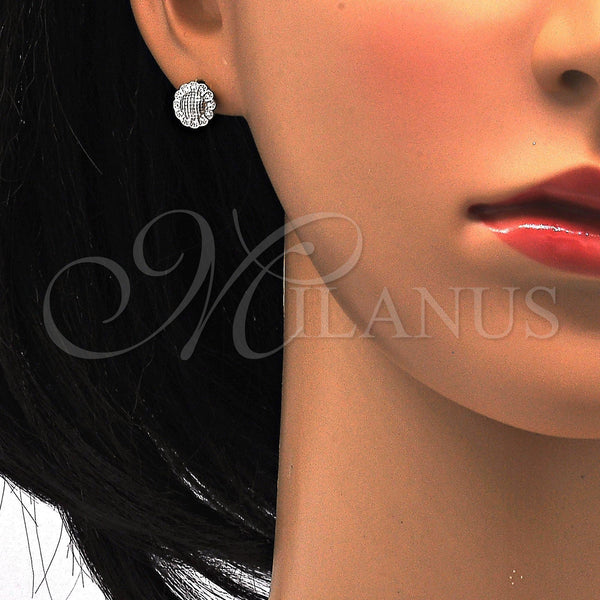 Sterling Silver Ring — Stud Earring Flower Design with White Micro Pave — alternate product view — SKU 114746 | Plata 925 anillo — Stud Earring flor diseño with blanco Micro Pave — SKU 114746