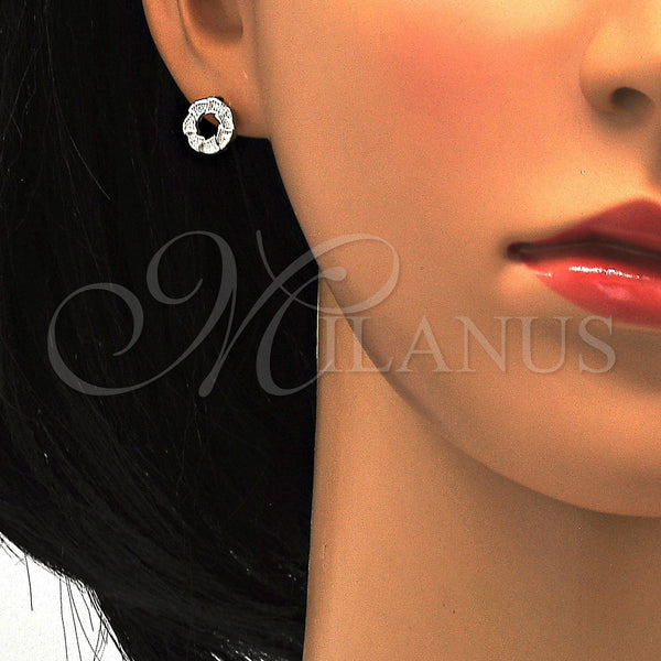 Sterling Silver Ring — Stud Earring with White Micro Pave Polished 02. — alternate product view — SKU 114752 | Plata 925 anillo — Stud Earring with blanco Micro Pave pulido 02. — SKU 114752