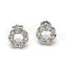 Sterling Silver Stud Earring, with White Micro Pave, Polished, Rhodium Finish, 02.175.0058