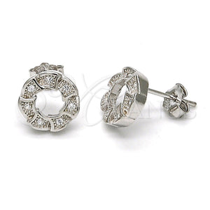 Sterling Silver Ring — Stud Earring with White Micro Pave Polished 02. — main product view — SKU 114752 | Plata 925 anillo — Stud Earring with blanco Micro Pave pulido 02. — SKU 114752