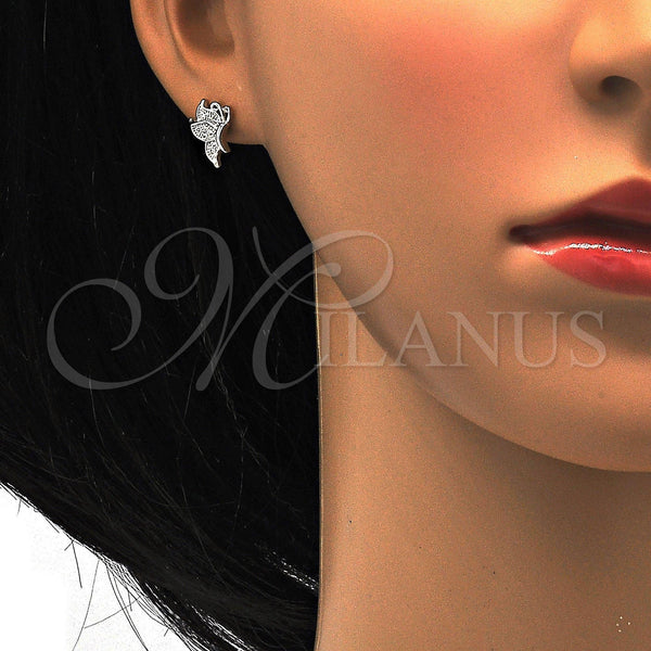 Sterling Silver Ring — Stud Earring Butterfly Design with White Micro Pave — alternate product view — SKU 114753 | Plata 925 anillo — Stud Earring Butterfly diseño with blanco Micro Pave — SKU 114753