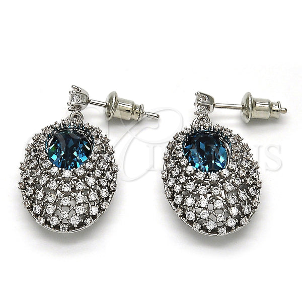 White Gold Filled Ring — Dangle Earring with White Cubic Zirconia and Indicolite — main product view — SKU 114774 | Oro Laminado Blanco anillo — Dangle Earring with blanco Cubic Zirconia and Indicolite — SKU 114774