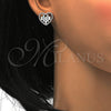 Rhodium Plated Stud Earring, Heart Design, with Crystal Swarovski Crystals and White Crystal, Polished, Rhodium Finish, 02.26.0141.1