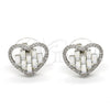 Rhodium Gold Filled Stud Earring, Heart Design, with Crystal Swarovski Crystals and White Crystal, Polished, Rhodium Finish, 02.26.0141.1
