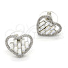 Rhodium Gold Filled Stud Earring, Heart Design, with Crystal Swarovski Crystals and White Crystal, Polished, Rhodium Finish, 02.26.0141.1