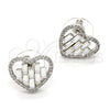 Rhodium Plated Stud Earring, Heart Design, with Crystal Swarovski Crystals and White Crystal, Polished, Rhodium Finish, 02.26.0141.1