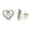 Rhodium Gold Filled Stud Earring, Heart Design, with Crystal Swarovski Crystals and White Crystal, Polished, Rhodium Finish, 02.26.0141.1