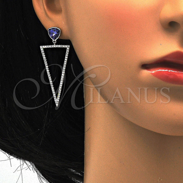 White Gold Filled Ring — Dangle Earring with White Cubic Zirconia and Tanzanite — alternate product view — SKU 114796 | Oro Laminado Blanco anillo — Dangle Earring with blanco Cubic Zirconia and Tanzanite — SKU 114796