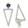 Rhodium Plated Dangle Earring, with White Cubic Zirconia and Tanzanite Swarovski Crystals, Polished, Rhodium Finish, 02.26.0156