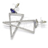 Rhodium Plated Dangle Earring, with White Cubic Zirconia and Tanzanite Swarovski Crystals, Polished, Rhodium Finish, 02.26.0156