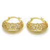 Oro Laminado Medium Hoop, Gold Filled Style Flower Design, Polished, Golden Finish, 02.170.0172.30