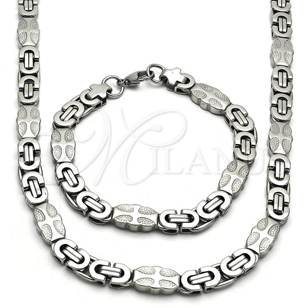 Stainless Steel Necklace and Bracelet, Polished, Steel Finish, 06.116.0006