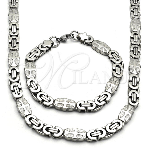 Stainless Steel Necklace and Bracelet, Polished, Steel Finish, 06.116.0006