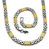 Stainless Steel Necklace and Bracelet, Greek Key Design, Polished, Two Tone, 06.116.0009.22