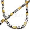 Stainless Steel Necklace and Bracelet, Greek Key Design, Polished, Two Tone, 06.116.0009.22