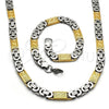 Stainless Steel Necklace and Bracelet, Greek Key Design, Polished, Two Tone, 06.116.0009.22