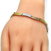 Oro Laminado Solid Bracelet, Gold Filled Style Polished, Tricolor, 03.102.0030.08 (8 Inches Length)