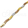 Oro Laminado Solid Bracelet, Gold Filled Style Polished, Tricolor, 03.102.0030.08 (8 Inches Length)