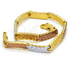 Oro Laminado Solid Bracelet, Gold Filled Style Polished, Tricolor, 03.102.0030.08 (8 Inches Length)