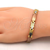 Oro Laminado Solid Bracelet, Gold Filled Style Elephant Design, Polished, Tricolor, 03.102.0031.08 (07 MM Thickness, 8 Inches Length)
