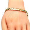 Oro Laminado Solid Bracelet, Gold Filled Style Elephant Design, Polished, Tricolor, 03.102.0031.08 (07 MM Thickness, 8 Inches Length)