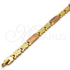 Oro Laminado Solid Bracelet, Gold Filled Style Elephant Design, Polished, Tricolor, 03.102.0031.08 (07 MM Thickness, 8 Inches Length)