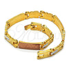 Oro Laminado Solid Bracelet, Gold Filled Style Elephant Design, Polished, Tricolor, 03.102.0031.08 (07 MM Thickness, 8 Inches Length)