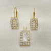 Oro Laminado Earring and Pendant Adult Set, Gold Filled Style with White and White Cubic Zirconia, Polished, Golden Finish, 5.057.014