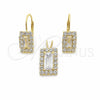 Oro Laminado Earring and Pendant Adult Set, Gold Filled Style with White and White Cubic Zirconia, Polished, Golden Finish, 5.057.014