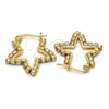 Oro Laminado Small Hoop, Gold Filled Style Star Design, with White Crystal, Polished, Golden Finish, 02.213.0071.20