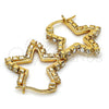 Oro Laminado Small Hoop, Gold Filled Style Star Design, with White Crystal, Polished, Golden Finish, 02.213.0071.20