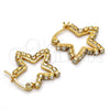 Oro Laminado Small Hoop, Gold Filled Style Star Design, with White Crystal, Polished, Golden Finish, 02.213.0071.20