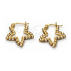 Oro Laminado Small Hoop, Gold Filled Style Star Design, with White Crystal, Polished, Golden Finish, 02.213.0071.20