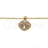 Oro Laminado Pendant Necklace, Gold Filled Style with White Cubic Zirconia, Polished, Golden Finish, 04.213.0054.18 (02 MM Thickness, 18 Inches Length)
