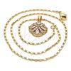 Oro Laminado Pendant Necklace, Gold Filled Style with White Cubic Zirconia, Polished, Golden Finish, 04.213.0054.18 (02 MM Thickness, 18 Inches Length)