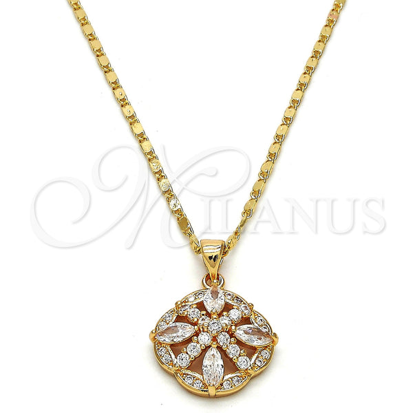 Gold Filled Necklace — Pendant Necklace with White Cubic Zirconia Polished 04. — main product view — SKU 114918 | Oro Laminado collar — Pendant Necklace with blanco Cubic Zirconia pulido 04. — SKU 114918