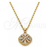 Oro Laminado Pendant Necklace, Gold Filled Style with White Cubic Zirconia, Polished, Golden Finish, 04.213.0054.18 (02 MM Thickness, 18 Inches Length)