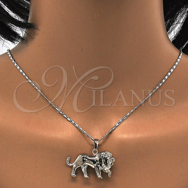White Gold Filled Ring — Earring and Pendant Adult Set Lion Design Polished — alternate product view — SKU 114925 | Oro Laminado Blanco anillo — Earring and Pendant Adult Set Lion diseño pulido — SKU 114925